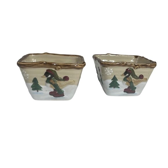 St. Nicholas Square Heartland Holiday Bowls Candy Dishes Food Set Of 2 - Picture 1 of 8